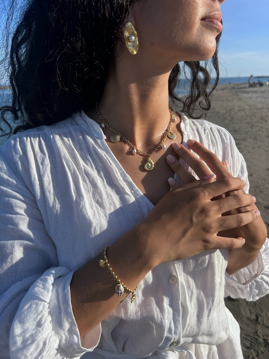 Parure: Collier et boucles d'oreilles PERLA + bracelet IRIS